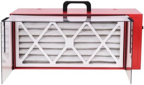 Portable tabletop dust collector,Maximum Air Flow 725CFM; Each fan runs on a 110V variable speed motor; Total Running Amps 1.29AMPS, Red color