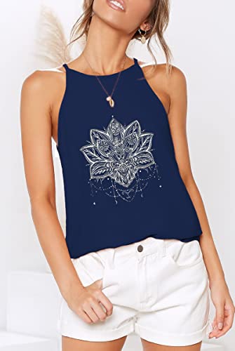 Image of LouKeith Womens Tank Tops Casual Flowy Printed Vest Shirts Sleeveless Cotton Soft Summer Tees Blouses