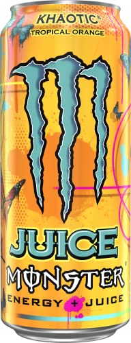Image of Monster Energy Juice Monster Khaotic Tropical Orange, Can, Energy Drink, 16 Ounce (Pack of 15)