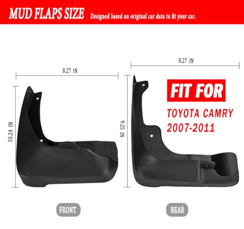 Image of Mud Flaps Mud Guards Fit for 2007-2011 Toyota Camry, Front & Rear Mud Splash Guards Accessories - 4 Pc, Black
