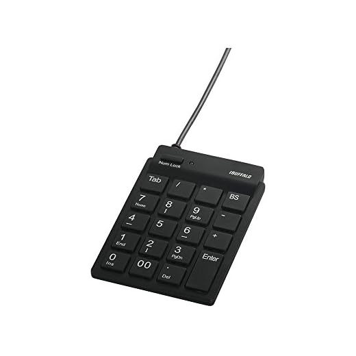 バッファロー BUFFALO 有線スリムテンキーボード ハブ付き ブラック BSTKH08BK