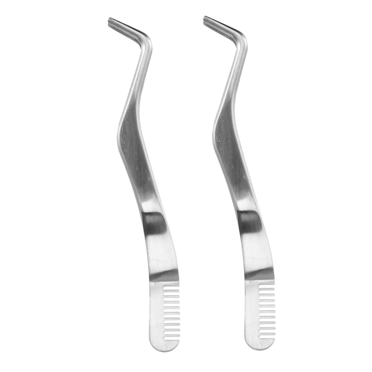 WRITWAA 2pcs Curved Lash Tweezers Set for Women Precision Eyelash Extension Tools Comb for False Lashes