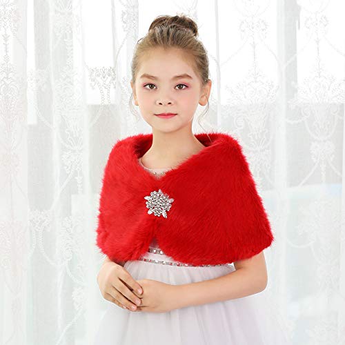 Olyrjie Girls Princess Faux Fur Shawls Wedding Party Wrap Bolero Shrug Cape thumb #2