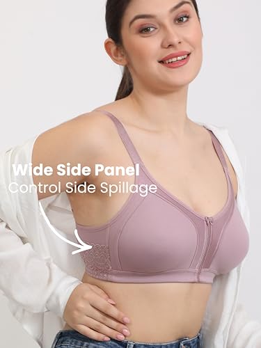Image of GLAMORAS Women Cotton Spandex Non Padded & Non Wired Minimizer Everyday Bra| Structured for Bounce Control with Full Coverage & Broad Side Wings Prevents Side Spillage