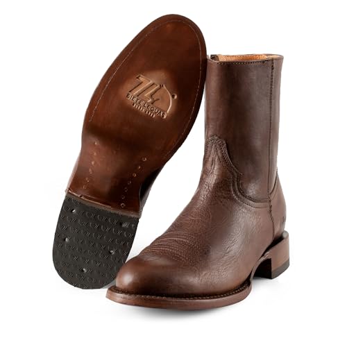 Men's Leather Cowboy Zip Boot with Leather Sole style 112003