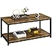 Yaheetech Industrial Coffee Table with Storage Shelf for Living Room, Accent Table with Metal Frame, Easy Assembly, Wood Look Furniture, Rustic Brown