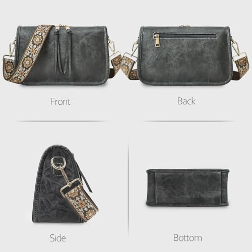 Image of Crossbody Bag for Women, Bohemian Vintage Purse with Wide Strap | Stylish Vegan Leather Design, Adjustable Shoulder Strap, Versatile for Daily Travel and Weekend, Ideal Gift Choice