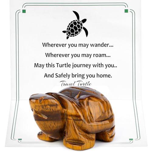 DUQGUHO 2" Travel Turtle Gift Decor Crystals Figurines Tiger Eye