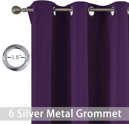 Yakamok Soft Room Darkening Grommet Window Drapes Thermal Insulated Light Blocking Blackout Curtains for Bedroom(38Wx90L,Purple,2 Panels)