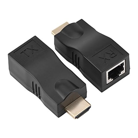 Tangxi 2 Pcs Repeate, to RJ45 Network Extender Converter Adapter up to 30m Over CAT 5e CAT6 Supporting 1080P 1920x1200 4k x 2k Cover