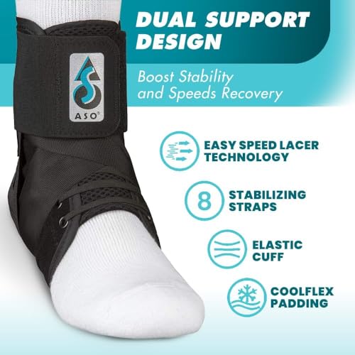 Image of Med Spec ASO Speed Lacer Ankle Stabilizer Brace Sprain Support Black XS