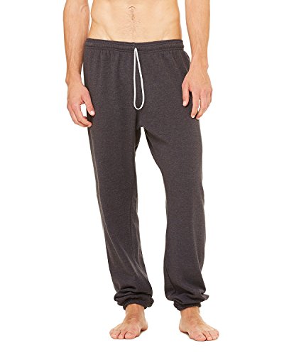 Bella Canvas Unisex Fleece Long Scrunch Pant, Large, DK Grey Heather