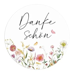 BETESSIN 120 Stück Danke Schön Blumenaufkleber