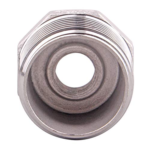 DERPIPE Stainless Steel Reducer Hex Flush Bushing, 1\" NPT Male 1/4\" NPT Female,Reducing Adapter Cast Pipe Fitting