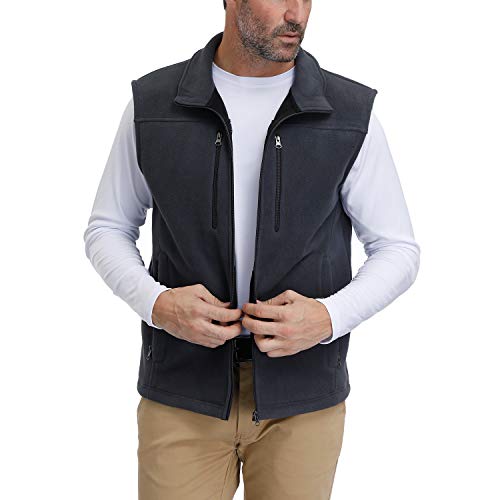 Moheen Men's Windproof Soft Fleece Vest Outdoor Full Zip Sleeveless Jacket With Pockets (19506#Charcol, Large) #TOP2