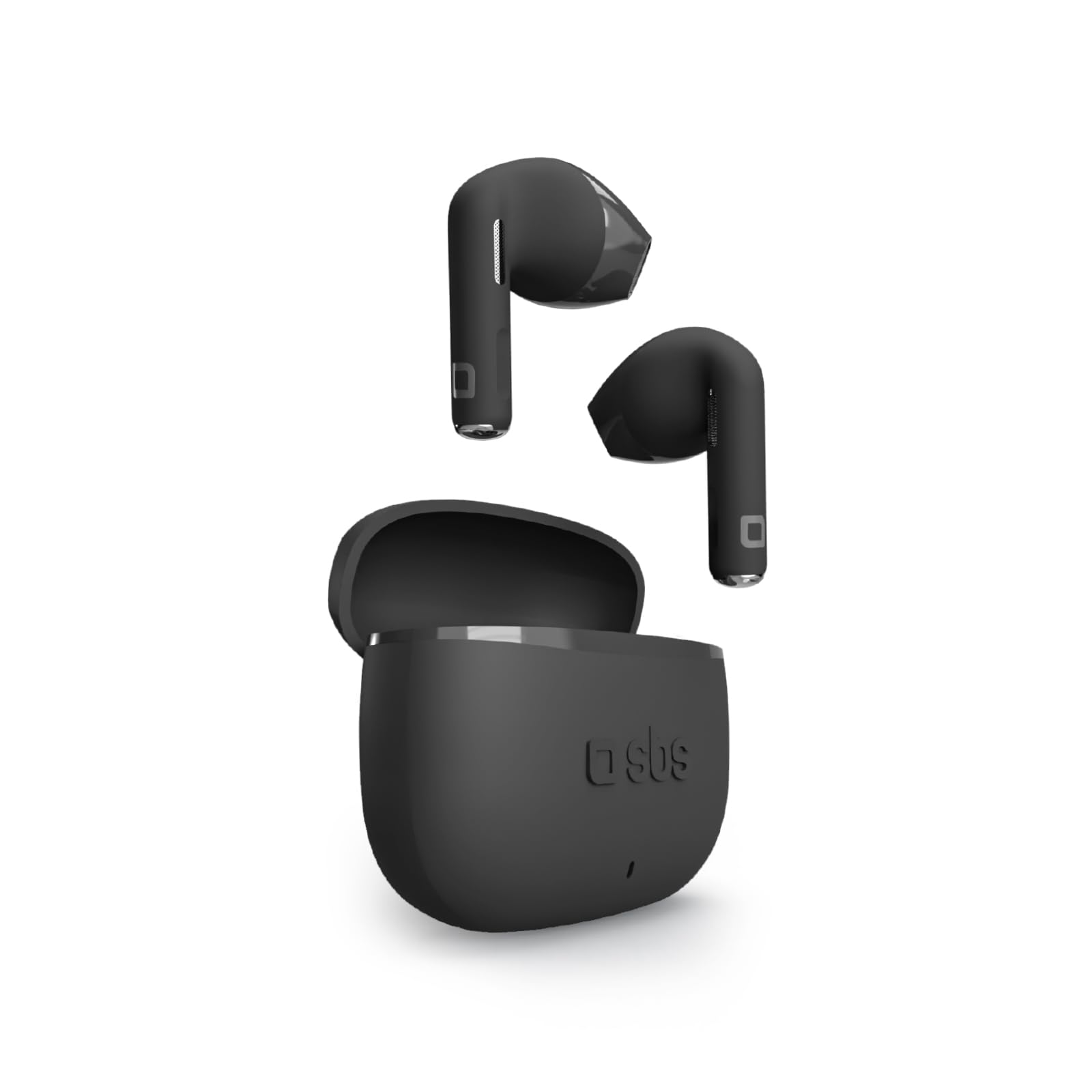 SBS Go Pods TWS - Cuffie Auricolari Semi In-Ear True Wireless Stereo, Custodia di Ricarica, Microfono Integrato, Controlli Touch, per Smartphone, Tablet, Laptop, 12 Ore Riproduzione, Nero