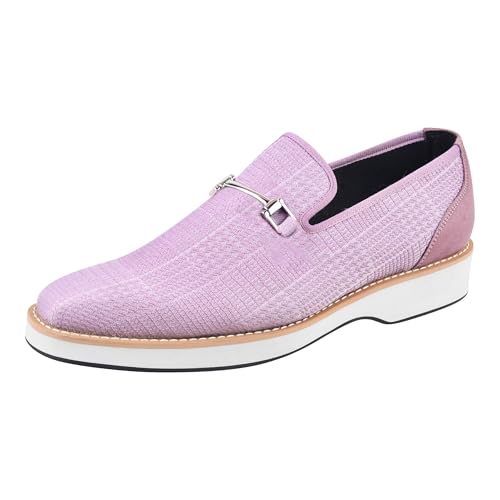 Image of LIBERTYZENO Mens Tuxedo Canvas Textile and Suede Leather Noble Loafers and Slip On Wedding Party Shoes for Easter Gift
