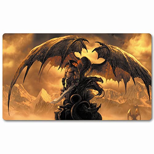 Bozzhen Tcg Playmat Board Game Trading Card Tabletop Pad Mtg For Games Smooth Cloth Surface Rubber Base With Stitched Edges Original Art Designs 24X14Inch-Dragon Warrior #TOP4