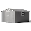 Gotland 12FT x 10FT Metal Storage Shed for Outdoor with Design of Lockable Slide Doors and Air Vent, Tiny House Utility and Tool Storage for Garden, Backyard, Patio Lawn