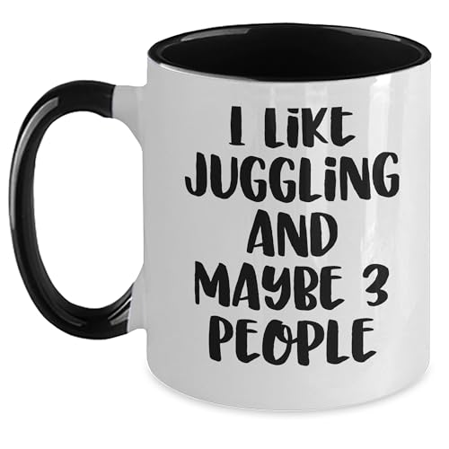 Juggling Enthusiasts Will Love This Funny Two Tone Coffee Mug, Ideal Gift for Valentine's from Friends to Men Who Like Juggling and Maybe 3 People