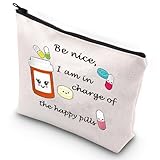 G2TUP RX Pharmacy Technician Funny Makeup Bag I am in Charge of the Happy Pills Gift for Pharmacy Graduation (I am in Charge of the Happy Pills)