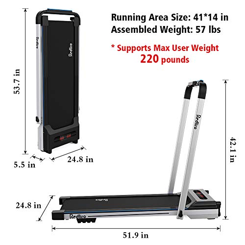 REDLIRO Under Desk Treadmill 2 in 1 Walking Machine Portable Space Saving Fitness Motorized Folding Treadmill Electric for Home Office Workout Indoor Exercise Machine - Thumbnail 6