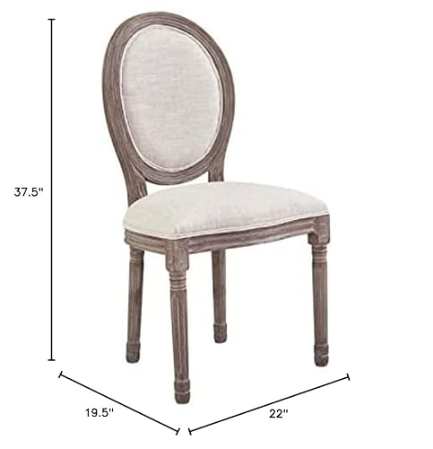Modway Emanate French Vintage Upholstered Fabric Dining Side Chair In Beige #TOP2