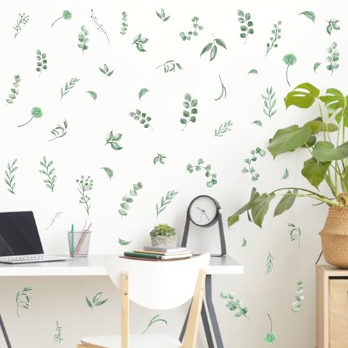 Barri Design 113 Green Leaves Wall Stickers Boho Leaves Wall Decals Watercolor Botanical Modern Leaf Wall Stickers Peel And Stick Green Leaf Wall Decals For Nursery Bedroom Living Room Decor thumb #5