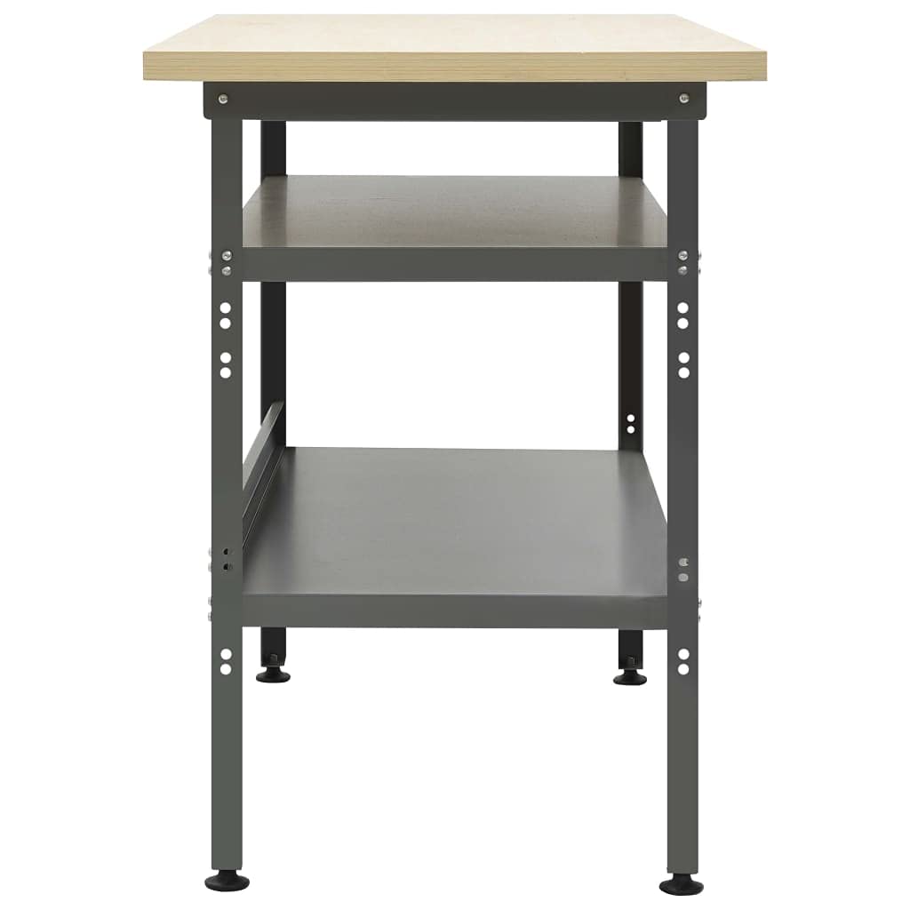 vidaXL Banco de Trabajo Garaje Herramientas de Trabajo Mesa Estación Superficie Grande Plataforma Estable de Acero Gris 120x60x85 cm