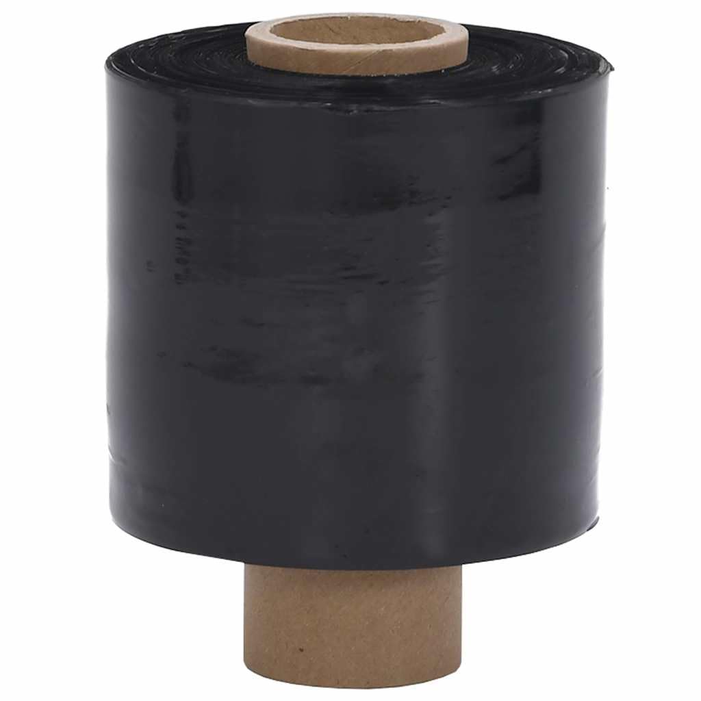 Folie stretch czarne 23 μm 10 cm x 300 m PE materiał opakowaniowy 10 szt. z uchwytem do kartonu, materiałów wysyłkowych, tapicerki i ochrony transportowej, wszechstronne zastosowanie, ochrona