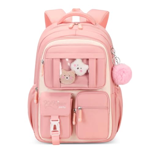 Kids Backpack for Girls,Girls Backpack Cute School Backpack Waterproof Large Capacity for Middle Elementary School Bag(Pink)