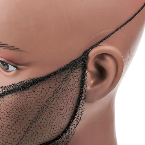 Hedume H-BEARDNET-BLACK-200PC 200 Pack Disposable Nylon Honeycomb Royal Beard Protector Nets, Beard Covers Protector thumb #3