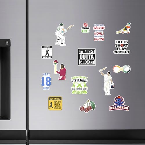 Image of WallDesign Match Day Cricket Magnet Set - Iconic and Humourous Designs for Cricket Lovers, Perfect for Cricket Enthusiasts (Set of 16)