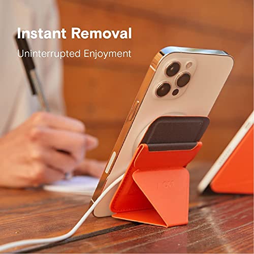 Image of MOFT MagSafe Wallet Stand for iPhone14 /13 /12 Series Enhanced Magnetic Strength MagSafe Compatible Phone Stand with 3 Viewing Angles (Orange)