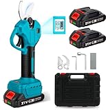 tivekeo Coupe-branches électrique avec 2 batteries de 2000 mAh, ouverture de 45 mm, diamètre de coupe max. 30 mm, écran LCD, coupe dérivation, MK# 45 mm avec batterie