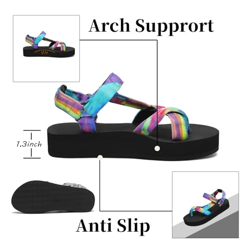 Image of Sport Walking Water Sandals for Women with Arch Support & Adjustable Straps Platform Sandals Women Height Increase