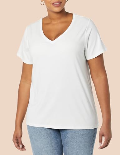 Image of Amazon Essentials Women's Plus Size Short-Sleeve V-Neck T-Shirt
