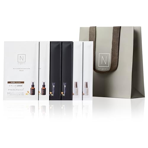 【プチギフトセット】 N organic フェイスマスク 3種セット (ハリ・ツヤ、乾燥小じわ、美白) 手提げ袋付き 保湿 たっぷり美容成分 柑橘系の香り 6枚(各2枚)入り エヌオーガニック 誕生日 プレゼント - N organic（エヌオーガニック） - 商品画像