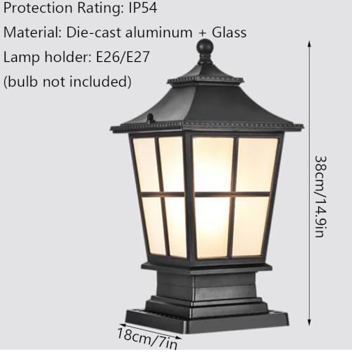 Farol de poste impermeable con cableado fijo para iluminación resistente en patios 4