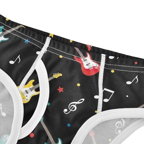 CHIFIGNO Boys Briefs Cotton Underwear Printed Breathable Little Boy Brief Underwear, Cute Colorful Guitars Black4