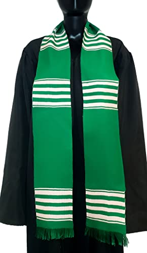 African Kente Graduation Choir Stole - Green with White3