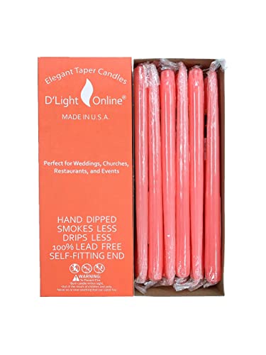 D'light Online Elegant 10" Unscented Coral Taper Candles, Premium Quality