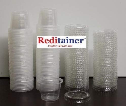 Reditainer Jello Shot Souffle Portion Cups with Lids (500, 1 ounce)