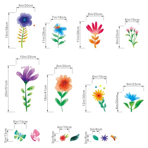 Vinilos Decorativos de Flores Acuareladas para Pared 134x53 cm miniatura 4