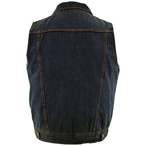 Xelement B284 Men's 'Dirty' Blue Denim Motorcycle Vest - 4X-Large #TOP5