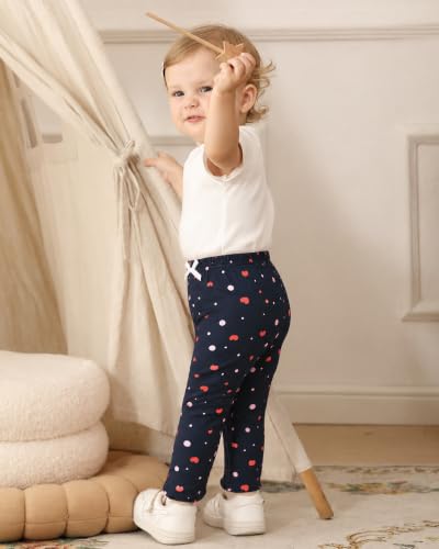 Image of Jecson Toddler Girl Leggings Baby Pants 3 Pack Stretchy Floral Clothes 1-4Y | Soft Stretchy Leggings For Toddler Girls In A 3-Pack Design, Baby Girl Pants Perfect For Playtime, Outings, And Daily Wear.