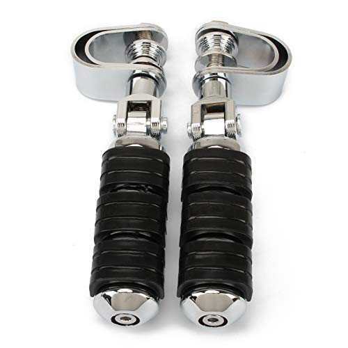 Motorcycle Foot Pegs Highway Footrest Adjustable U-Clamp Mount Kits 1 1/4 Inch Engine Guard Crash Bar for Sportster Touring Dyna Softail V-Rod