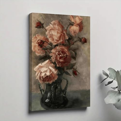 Peinture botanique florale vintage 70x100 cm en toile sans cadre