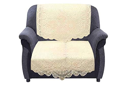 Image of Kuber Industries Circle Design Cotton 6 Piece 5 Seater Sofa Cover Set(Cream) - CTKTC22257