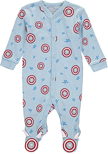 CAPTAIN AMERICA Marvel Baby Boys Romper Long Sleeve Footie Bodysuit